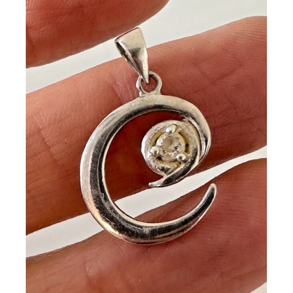 IM Sterling Silver Pendant Swirl Hurricane Crystal 925 Charm Stunning